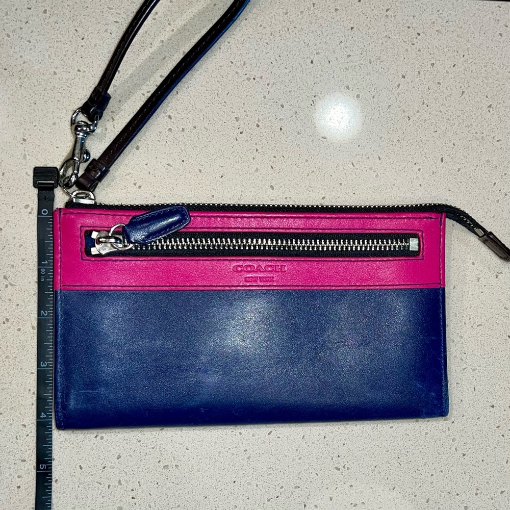 Coach Fuchsia and Navy Zip Pouch - Picture 11 of 11